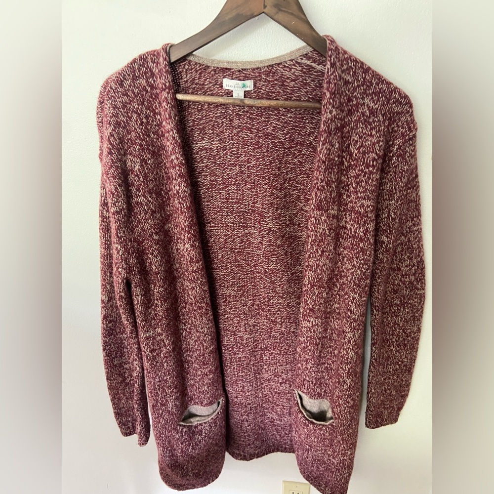 L.L. Bean Red Wool Cardigan Sweater